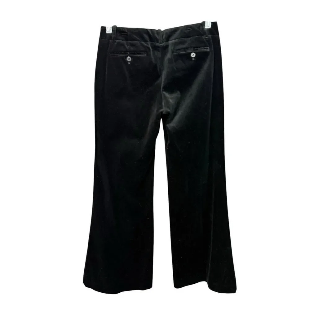 Theory Women’s Black Velvet Low Rise Wide Leg Pleated Pants Size 6